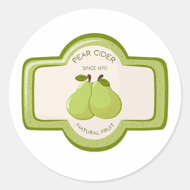 Adesivo Redondo rótulo de garrafa de sidra de pera (Frente)