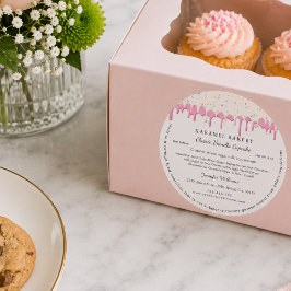 Adesivo Redondo Rótulo de Gotejamento de Frosting de Baunilha Rosa