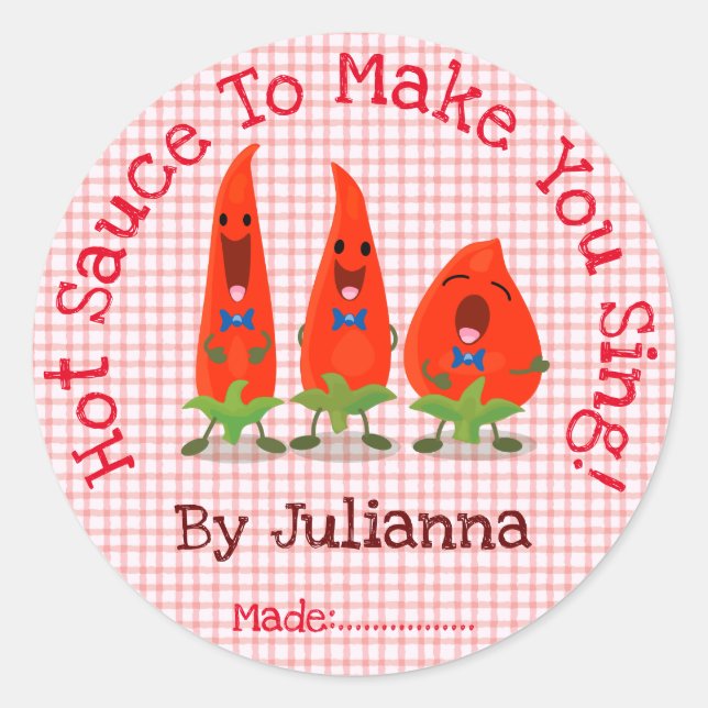 Adesivo Redondo Rótulo de ilustração de pimenta-pimenta-do-gato (Frente)