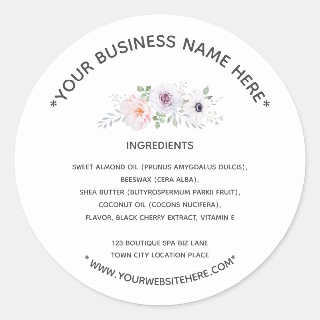 Adesivo Redondo Rótulo de Ingredientes (Frente)