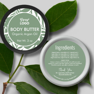 Adesivo Redondo Rótulo de Ingredientes Botânicos Naturais Verdes S