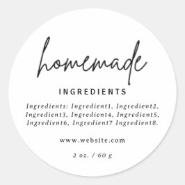 Adesivo Redondo Rótulo de Ingredientes Brancos Modernos