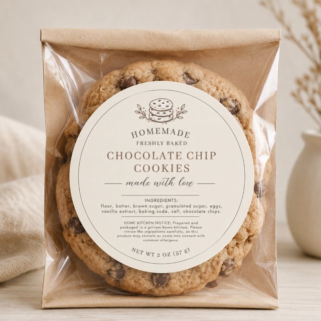 Adesivo Redondo Rótulo de Ingredientes de Biscoito (Criador carregado)