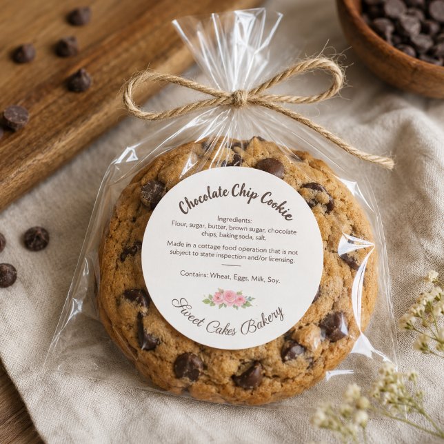 Adesivo Redondo Rótulo de Ingredientes de Biscoito de Chocolate Wh (Criador carregado)