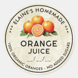Adesivo Redondo Rótulo de ingredientes de suco de laranja vintage