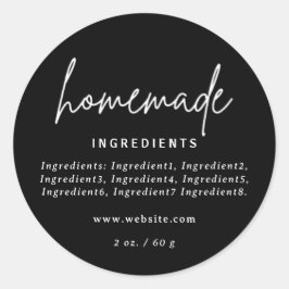 Adesivo Redondo Rótulo de Ingredientes Pretos Modernos