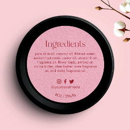 Adesivo Redondo Rótulo de Ingredientes Rosa Bege Redondo