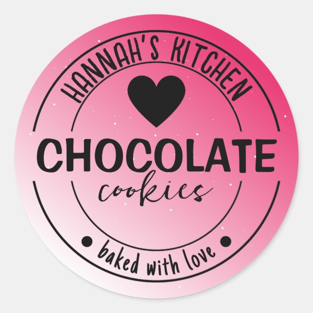 Adesivo Redondo Rótulo de Item de Fundo da Largura Rosa Embarcado  (Frente)