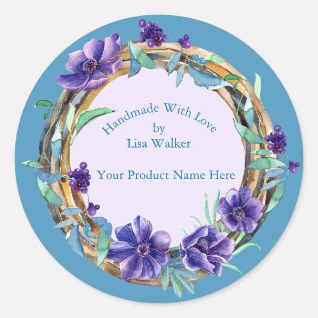 Adesivo Redondo Rótulo de Item Físico Manuscrito Fita Rústica e Az (Frente)