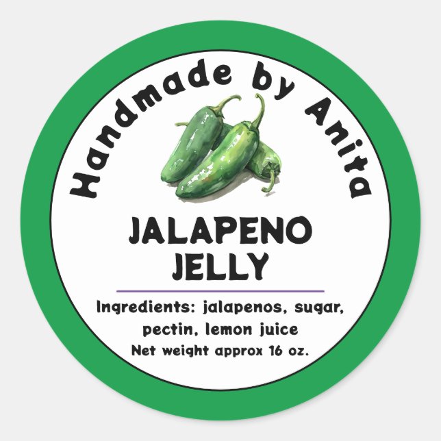 Adesivo Redondo Rótulo de Jalapeno Moderno Emperramento ou Jura de (Frente)