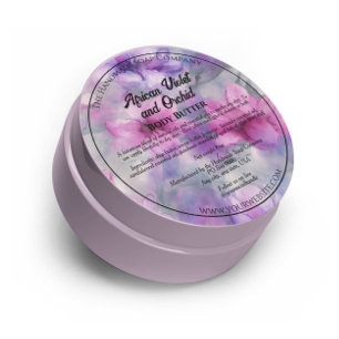 Adesivo Redondo Rótulo de Jar Cosmético das Flores Rosa e Roxo