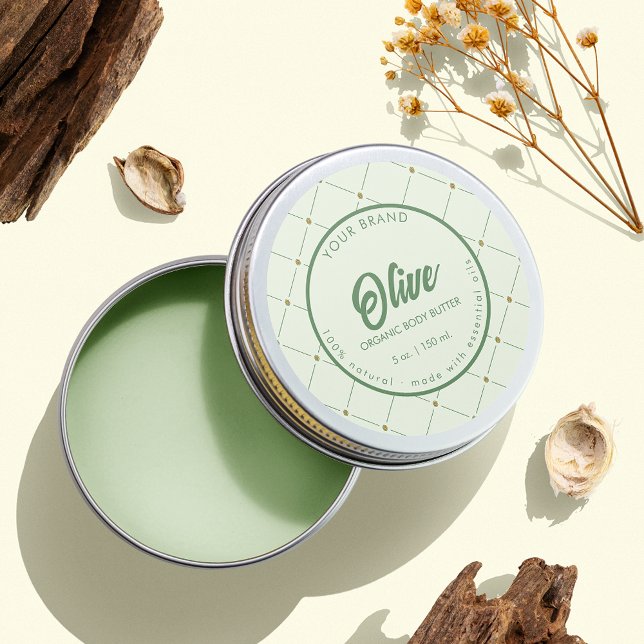 Adesivo Redondo Rótulo de Jar Cosmético em Círculo Secreto em Verd (Criador carregado)