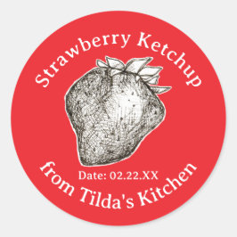 Adesivo Redondo Rótulo de Ketchup de Morango da Cozinha do Frasco