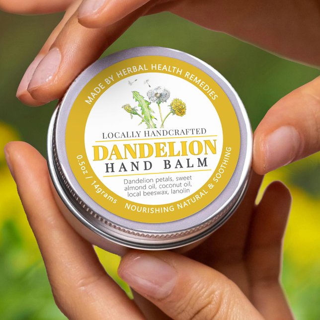 Adesivo Redondo Rótulo de lata de salmoura amarela-do-Dandelion (Criador carregado)