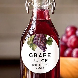 Adesivo Redondo Rótulo de lata de suco de uvas vermelhas caseiro