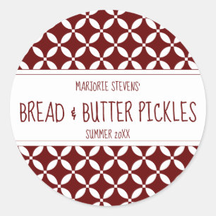 Adesivo Redondo Rótulo de latão vermelho e branco escuro moderno