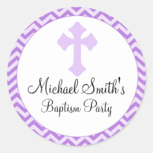 Adesivo Redondo Rótulo de Lavanda Roxo de Confirmação GirBaptism
