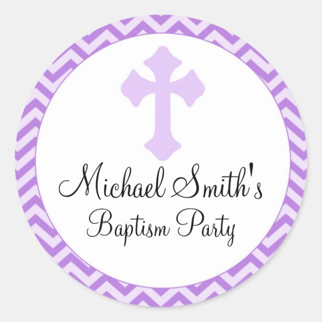 Adesivo Redondo Rótulo de Lavanda Roxo de Confirmação GirBaptism (Frente)