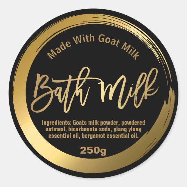 Adesivo Redondo Rótulo de Leite de Banho Personalizável (Frente)