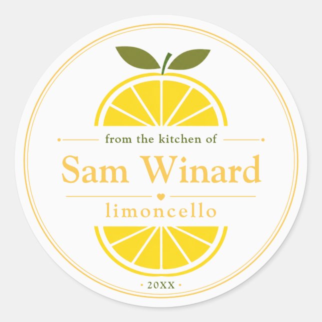 Adesivo Redondo Rótulo de Limoncello Caseiro para Cozinha (Frente)