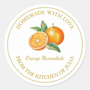 Adesivo Redondo Rótulo de Marmalada Laranja Dourada Branco