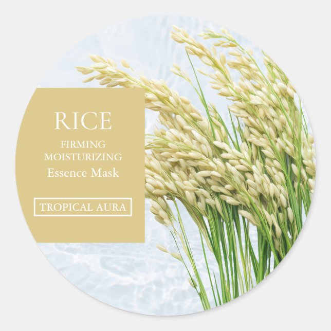 Adesivo Redondo Rótulo de Máscara Facial de Arroz (Frente)