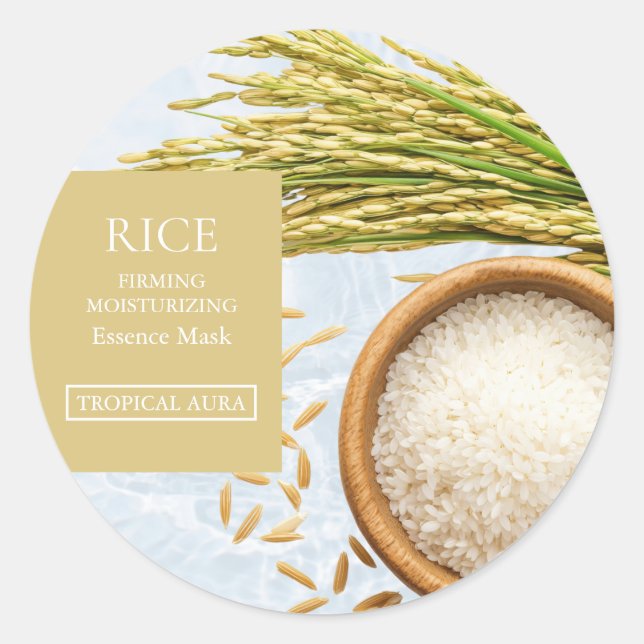 Adesivo Redondo Rótulo de Máscara Facial de Arroz (Frente)