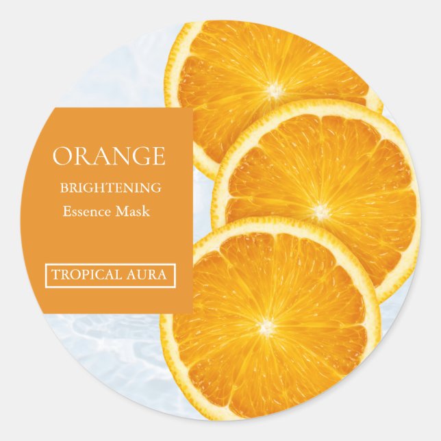 Adesivo Redondo Rótulo de Máscara Facial Laranja (Frente)