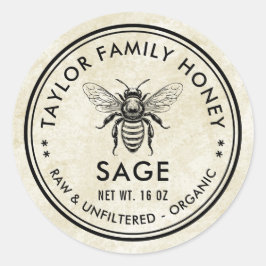Adesivo Redondo Rótulo de mel com abelha-de-cabra
