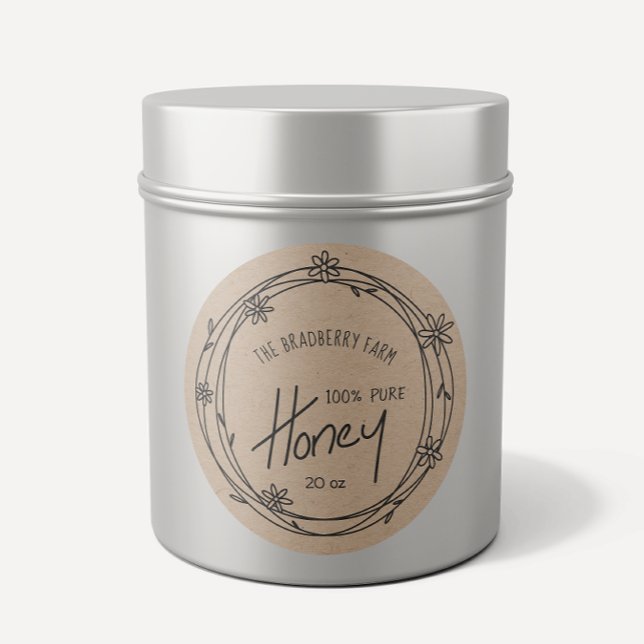 Adesivo Redondo Rótulo de Mel de Coroa Preta (Criador carregado)