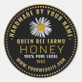 Adesivo Redondo Rótulo de mel Dourado | flor silvestre
