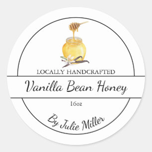 Adesivo Redondo Rótulo de Mel infuso de Vanilla Bean Homemade simp