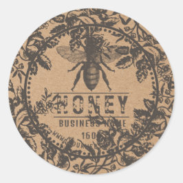 Adesivo Redondo Rótulo de mel Kraft | Flores E Abelhas