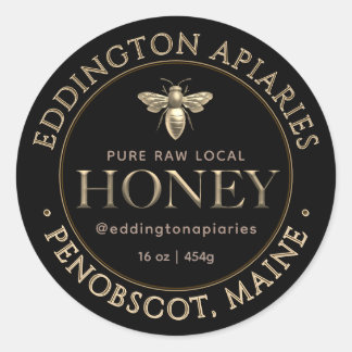 Adesivo Redondo Rótulo de Mel Rainha Dourada Metálico
