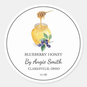 Adesivo Redondo Rótulo de Mel Simples de Blueberry Infuso