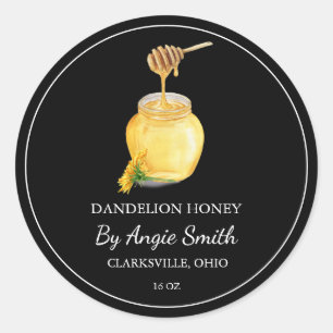 Adesivo Redondo Rótulo de Mel Simples de Dandelion Infuso