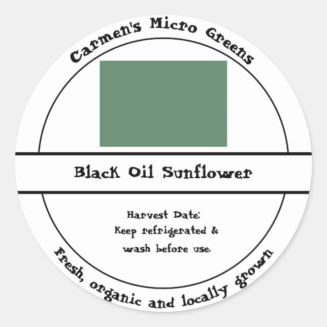 Adesivo Redondo Rótulo de Microgreens Orgânicos Frescos de Jardim  (Frente)
