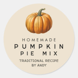 Adesivo Redondo rótulo de mistura de torta de abóbora caseira enla