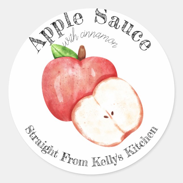 Adesivo Redondo Rótulo de Molho de Maçã com Canela para Conservas  (Frente)