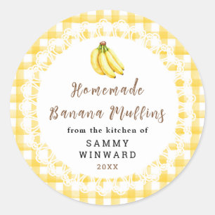 Adesivo Redondo Rótulo de Muffin de Banana Caseiro