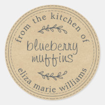 Rótulo de Muffins de Mirtilo Rústico Kraft