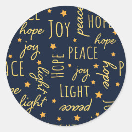 Adesivo Redondo Rótulo de Natal Alegre Moderno Marinho e Dourado