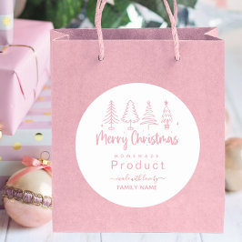 Adesivo Redondo Rótulo de Natal Caseiro Feito por Pink Label