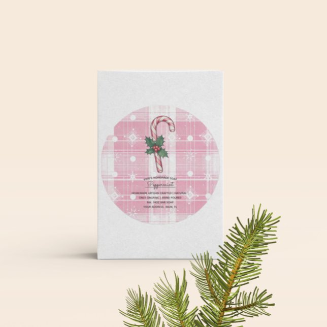 Adesivo Redondo Rótulo de Natal da Pepperminta de Soap Comercial H (Criador carregado)