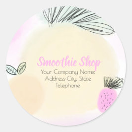Adesivo Redondo Rótulo de Negócios de Bebida de Smoothie de Loja d
