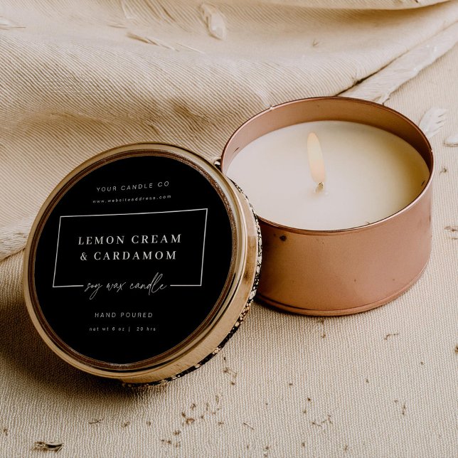 Adesivo Redondo Rótulo de Negócios de Velas Mínimas em Lata (Criador carregado)