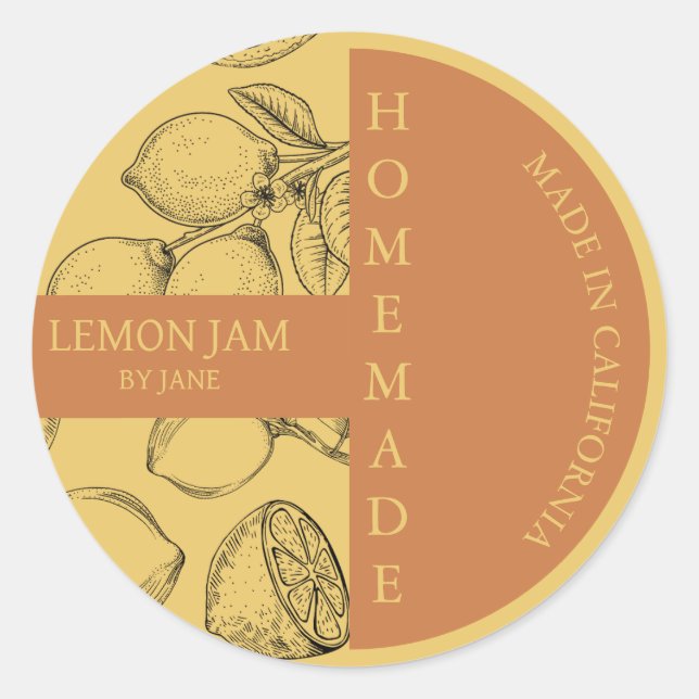 Adesivo Redondo Rótulo de Negócios Moderno do Lemon Jam (Frente)