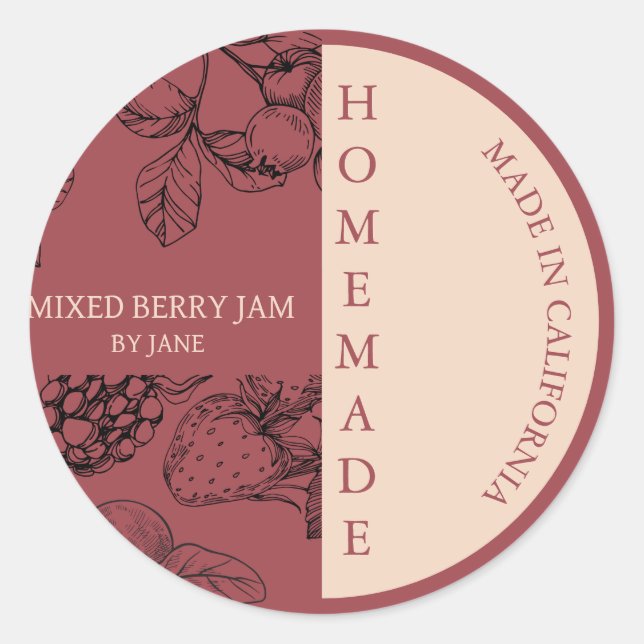 Adesivo Redondo Rótulo de Negócios Moderno Misturado Berry Jam (Frente)