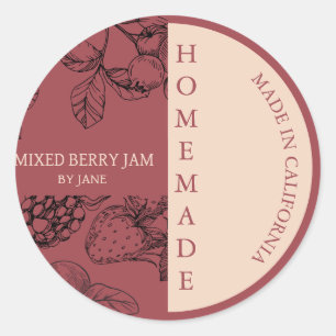 Adesivo Redondo Rótulo de Negócios Moderno Misturado Berry Jam