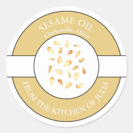 Adesivo Redondo Rótulo de Óleo de Sésamo